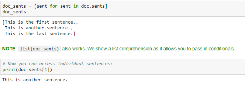 Explain how to perform a sentence segmentation in Python using Spacy ...